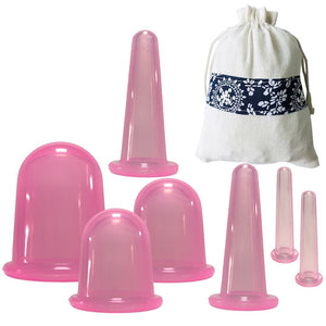 Silicone Cupping Set Pack Of 7-pink 粉色矽膠拔罐杯七入裝