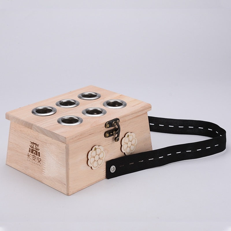 Wooden moxa box with 6 holes 艾灸木盒六孔