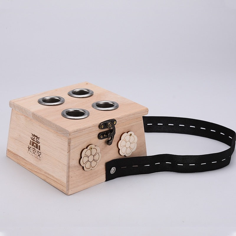 Wooden moxa box with 4 holes 艾灸木盒四孔